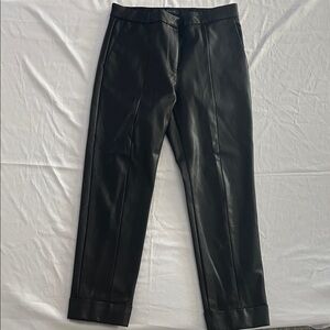 Ann Taylor Sleek Black fax leather Straight Leg Pants